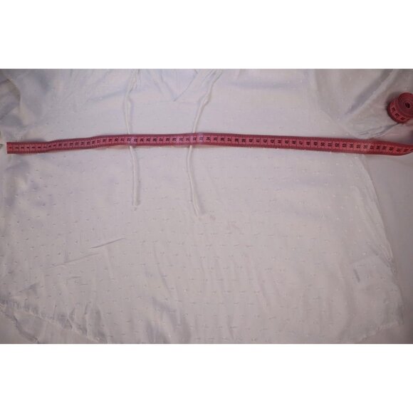 Expr White Peasant-Style Long-Sleeve Blouse Ruffle Neck size XS - Picture 7 of 9